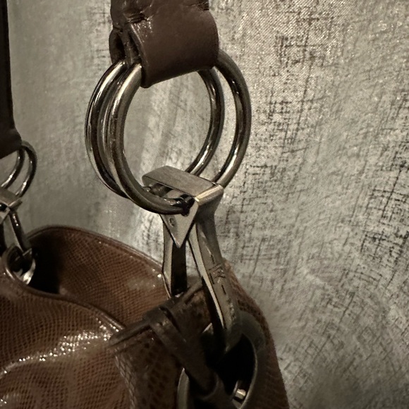 JPK Paris Brown iridescent faux reptile hobo bag with gunmetal hardware. NWOT - Picture 10 of 13